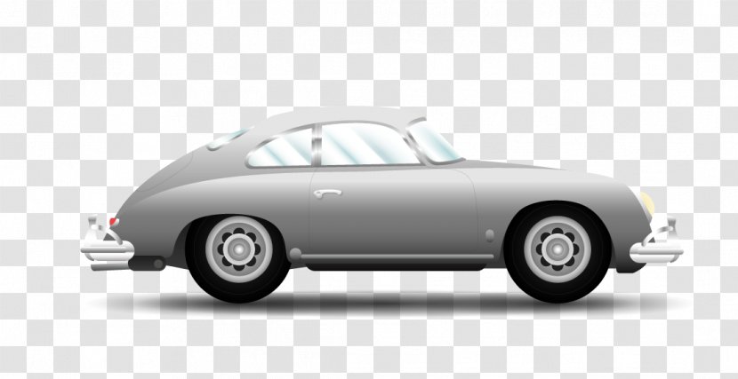 Porsche 356 Car Vehicle - Motor - Vector Retro Silver Transparent PNG