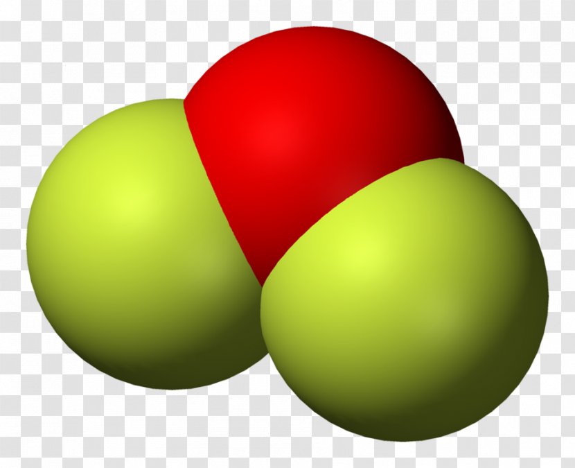 Oxygen Difluoride Molecule Fluoride Chemistry - Spacefilling Model - Wikipedia Transparent PNG