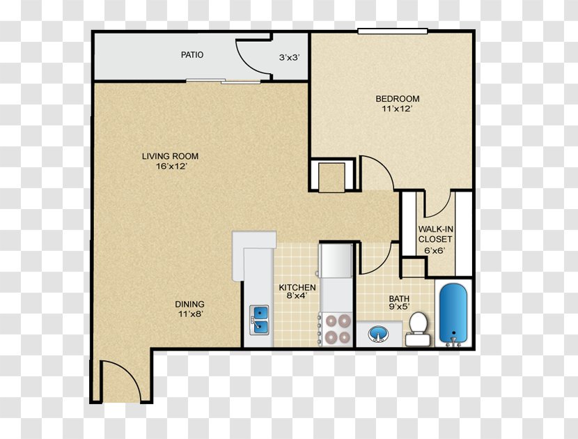 Floor Plan Canvas Apartments Room - Pantry - Apartment Transparent PNG