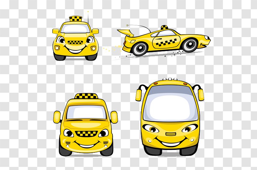 Taxi Yellow Cab Clip Art - Automotive Design - Cute Cartoon Elements Transparent PNG