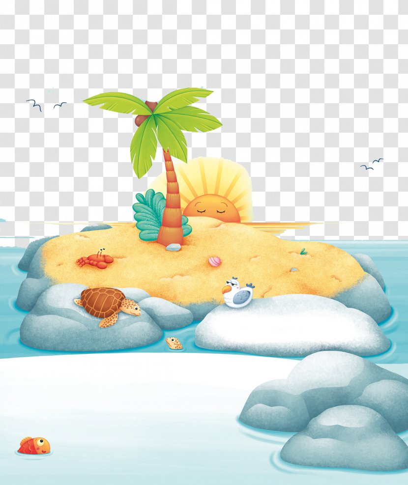 Poster Cartoon Illustration - Painting - Island Sunrise Transparent PNG