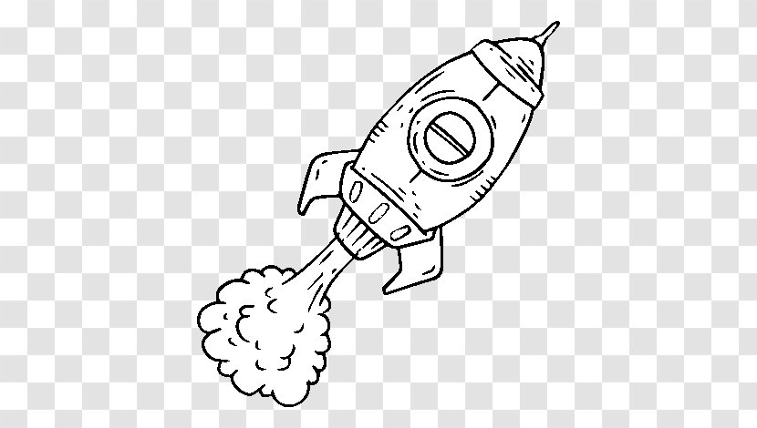 Drawing Rocket Launch Coloring Book Line Art - Cohete Espacial Transparent PNG
