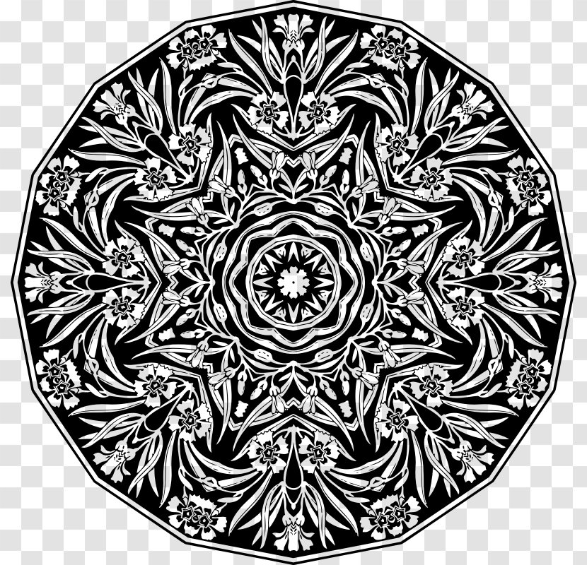Black And White Ornament Pattern - Monochrome Photography - Visual Arts Transparent PNG