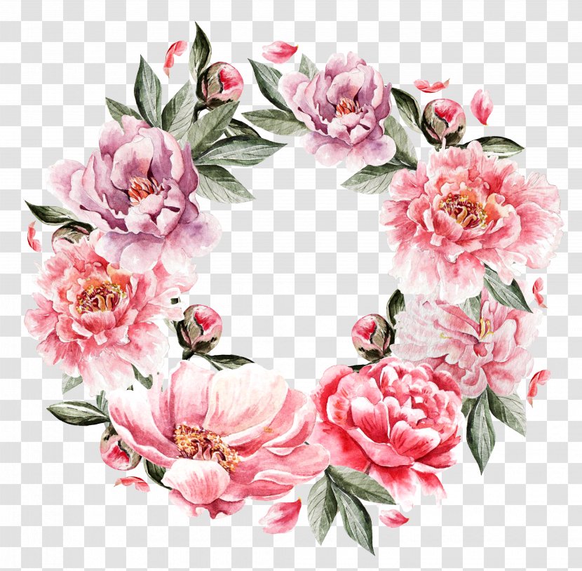 Flower Painting Wreath - Cut Flowers - Hand-painted Cluster Transparent PNG