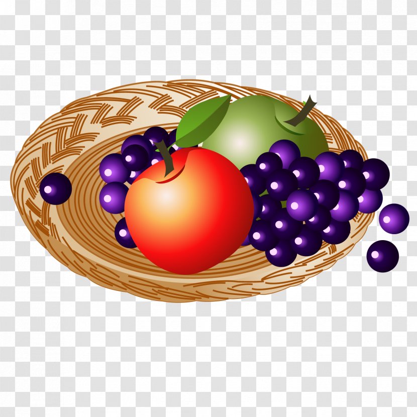 Apple Fruit Clip Art - Dish - Vector Grape Transparent PNG