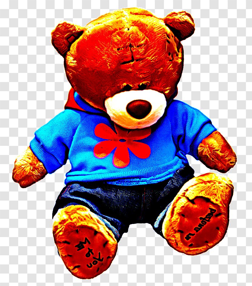 Teddy Bear - Orange - Plush Transparent PNG