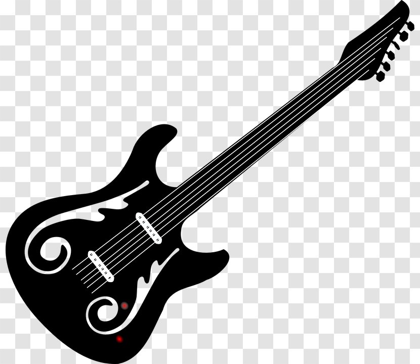 Bass Guitar Black And White Electric Clip Art - Silhouette Transparent PNG