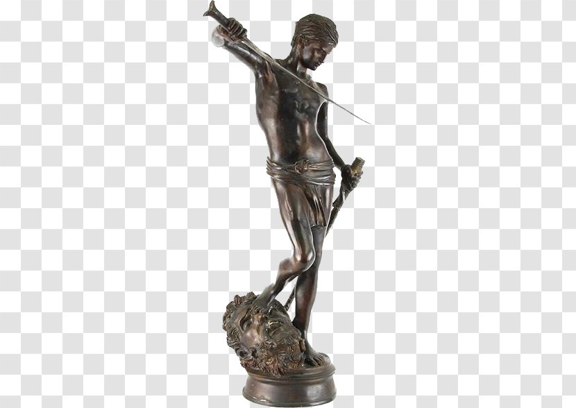 Bronze Sculpture Statue Classical - Metal - David And Goliath Transparent PNG