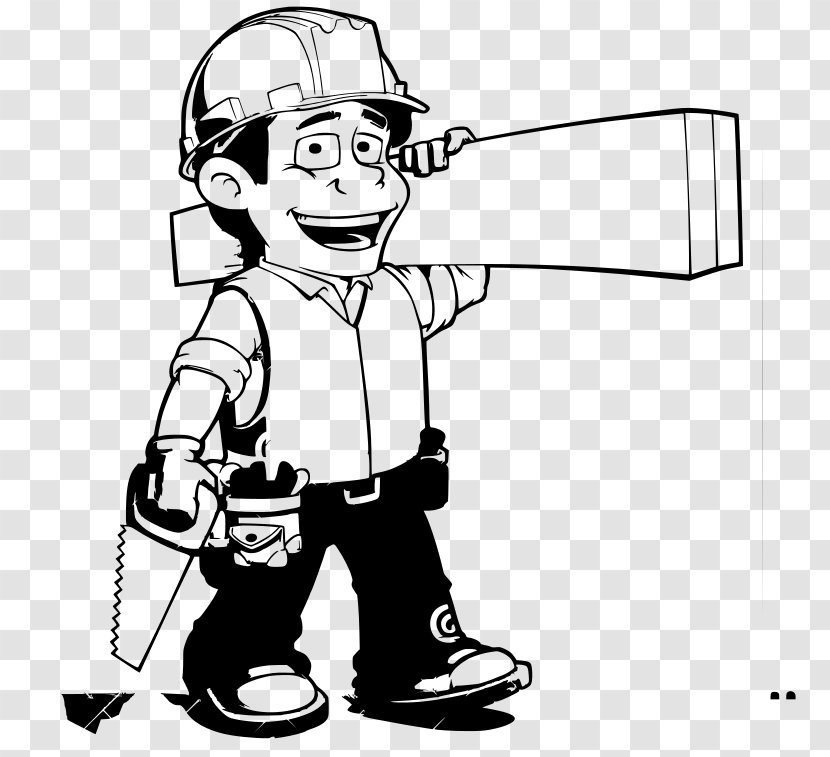 Carpenter Clip Art - Monochrome - Fines Vector Transparent PNG