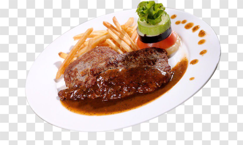 Dim Sum Beefsteak European Cuisine Pepper Steak - Black Transparent PNG