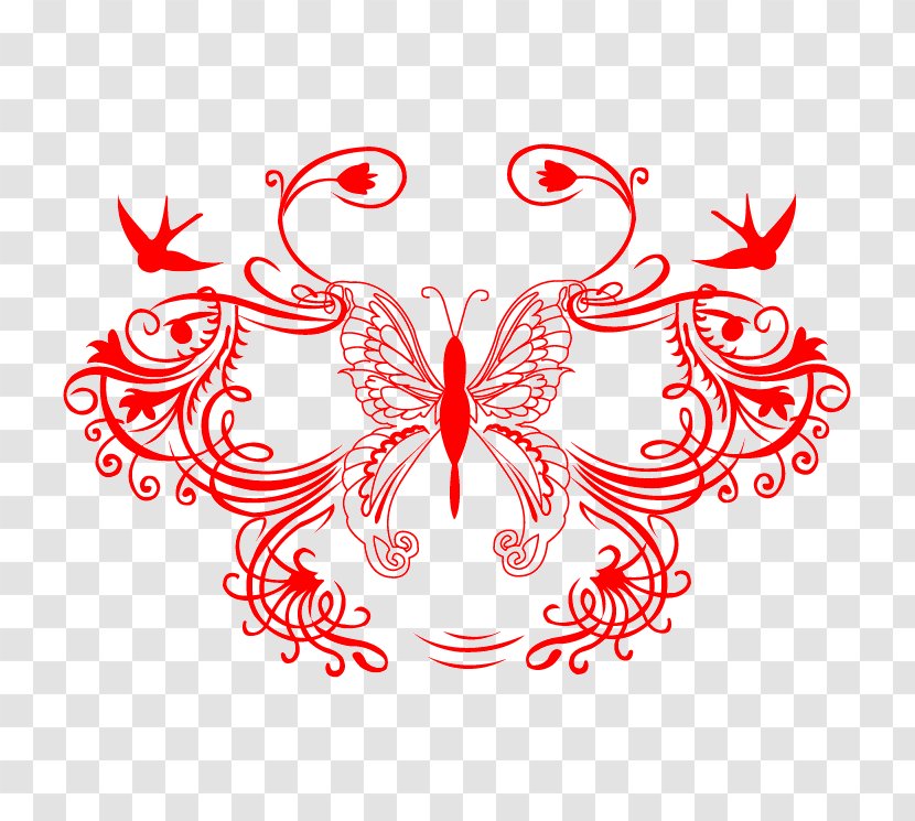 Butterfly Cdr Ornament Adobe Photoshop - Red Transparent PNG