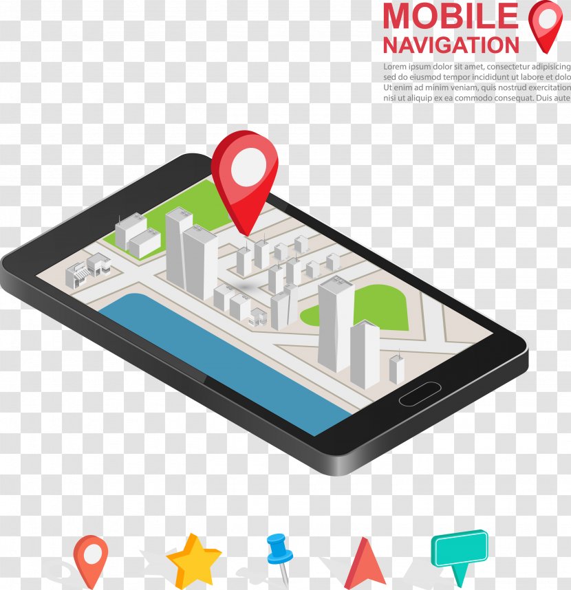 GPS Navigation Device Global Positioning System Mobile Phone Icon - Vector Map Transparent PNG