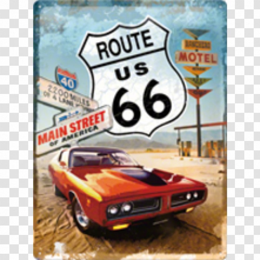 U.S. Route 66 Car Road Metal Nostalgia - Model - Sticker Transparent PNG