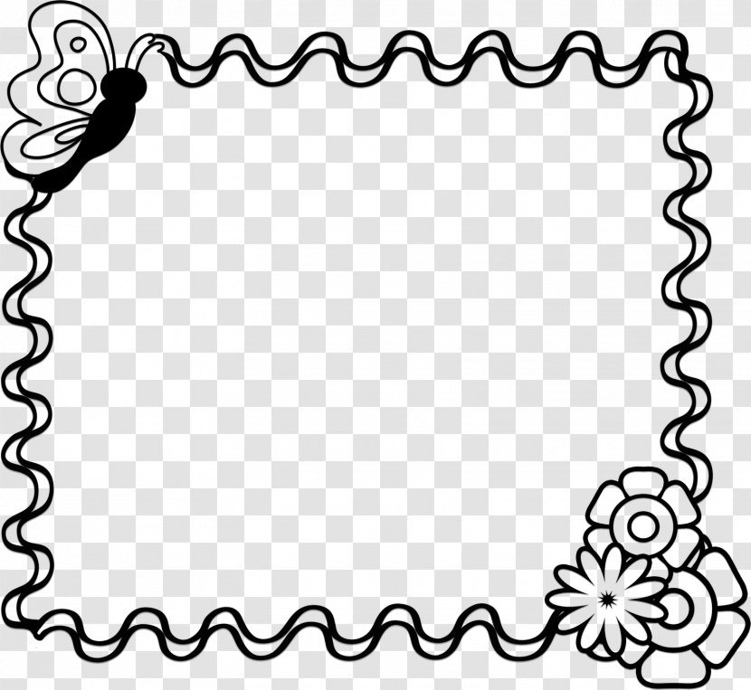 Mothers Day Black And White Clip Art - Watercolor - Flower Border Design Transparent PNG
