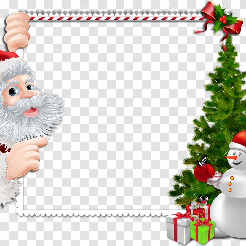 Christmas Santa Claus Picture Frame Clip Art - Snowman - Border Transparent PNG