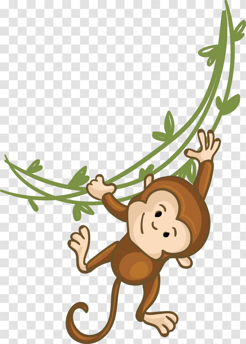 Monkey Clip Art - Hang In There Baby - Vector Cartoon Transparent PNG