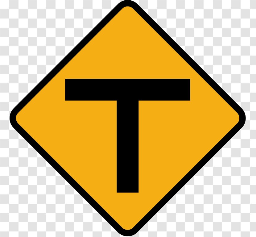 Traffic Sign Three-way Junction Warning Intersection - Symbol - Road Transparent PNG