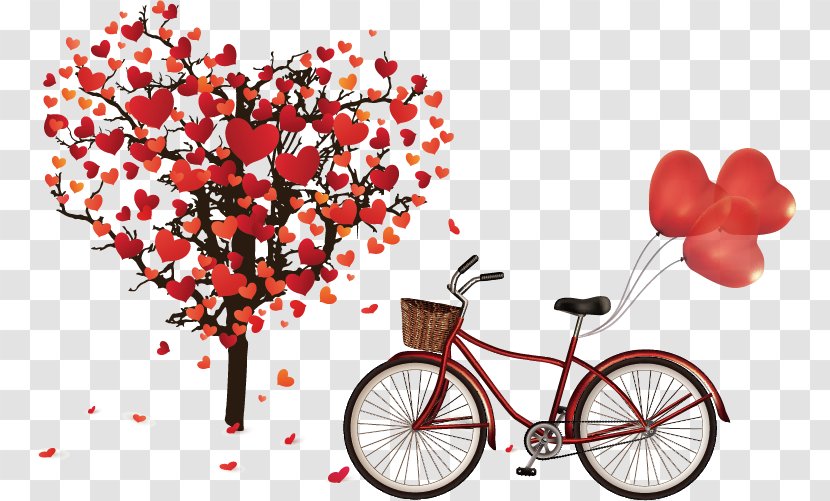 Valentines Day Heart Illustration - Stock Photography - Vector Bicycle And The Giving Tree Transparent PNG