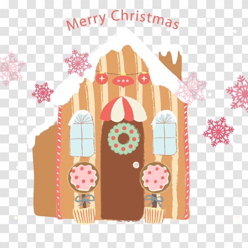 Gingerbread House Christmas Card - Greeting - Cartoon Vector Material Cabin Transparent PNG