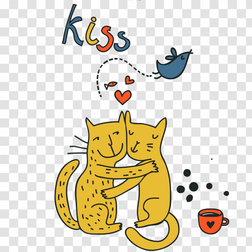 Cats Illustration - Marriage - Two Lovers Valentine's Day Transparent PNG