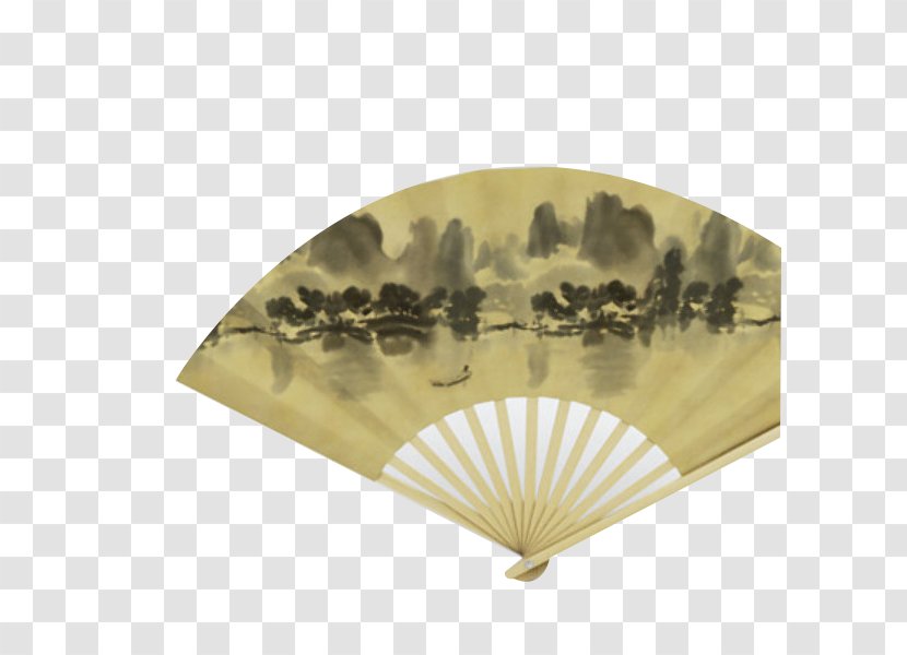 Japan Hand Fan Clip Art - Landscape - Yellow Transparent PNG