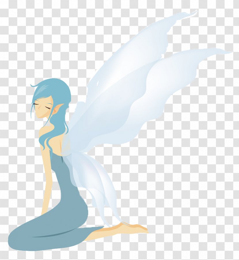 Fairy Illustration - Watercolor - Blue Elf To Pull Material Free Transparent PNG