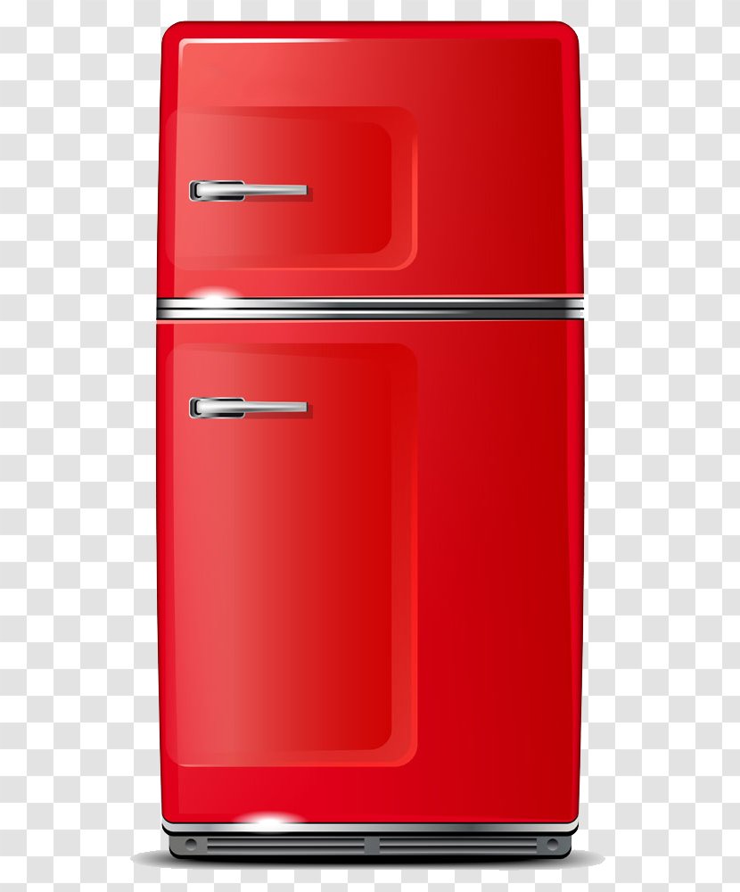 Refrigerator Home Appliance Kitchen Illustration - Red Transparent PNG