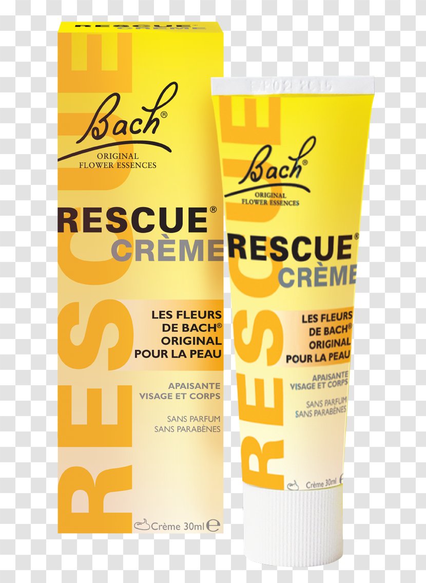 Sunscreen Lotion Bach Original Flower Remedies Rescue Cream - Tube Transparent PNG
