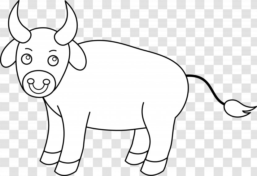 Cattle Bull Drawing Black And White Clip Art - Ox Transparent PNG