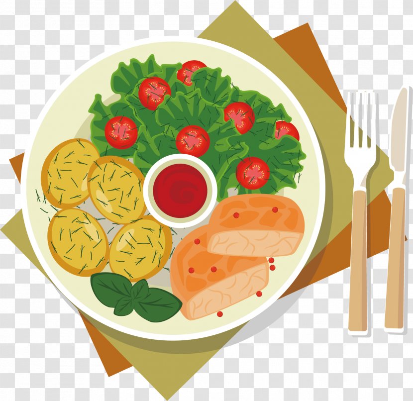 Chicken Salad Vegetable - Food - Western Vector Transparent PNG