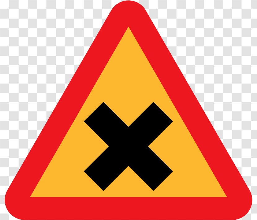 Roundabout Traffic Sign Warning Priority Signs - Yellow - Cross Transparent PNG