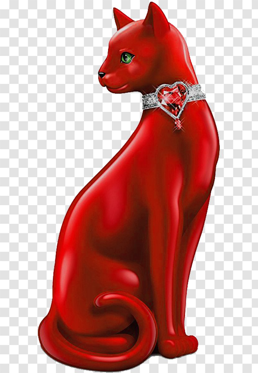 Cat Figurine Pet Collectable Statue - Red Transparent PNG