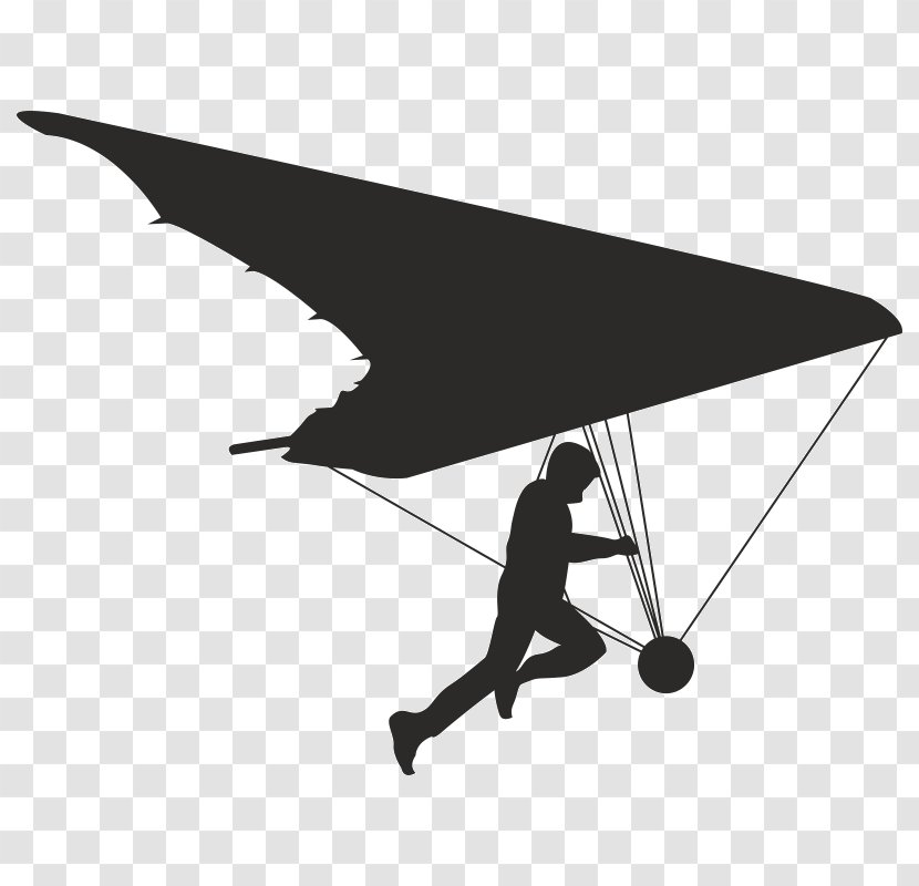 Paragliding Glider Vector Graphics Hang Gliding Silhouette - Black And White Transparent PNG