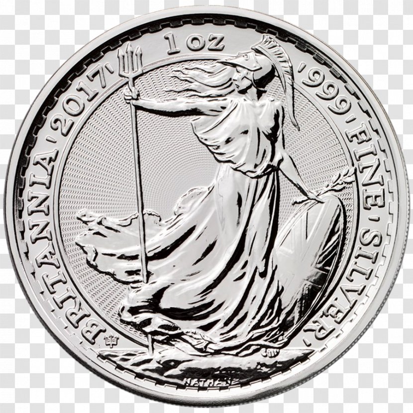 Royal Mint Britannia Bullion Coin Silver - Black And White Transparent PNG