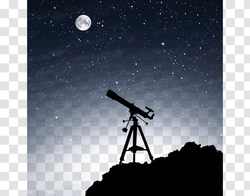 Telescope Silhouette Astronomy Astronomer - Midnight - The Vastness Of Space Transparent PNG