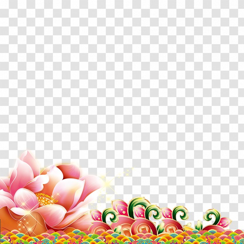 Chinese New Year Poster Lunar - Petal - Peony Clouds Transparent PNG