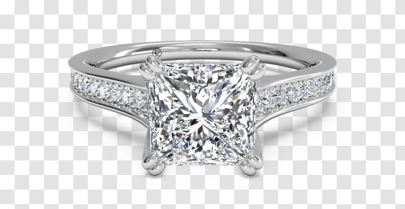 Princess Cut Engagement Ring Diamond Wedding - Bling - Platinum Transparent PNG