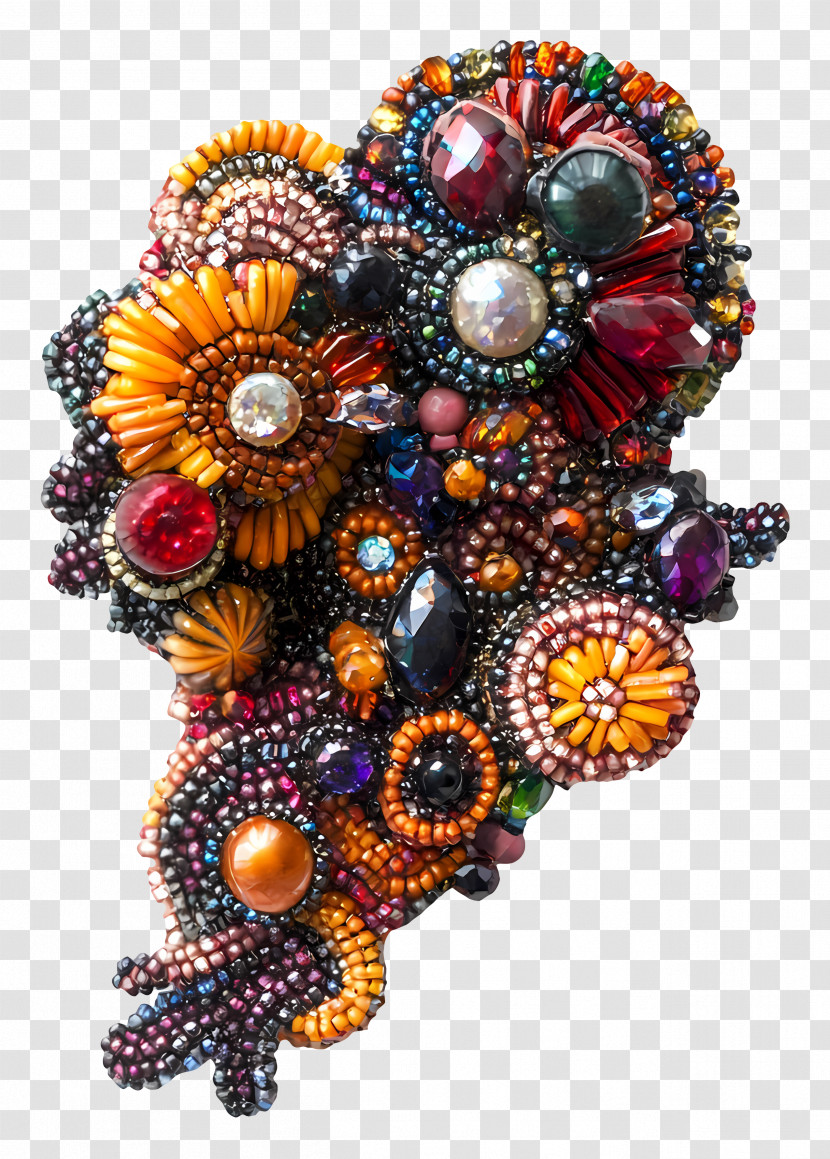 Brooch - Colorful Beaded Brooch Transparent PNG