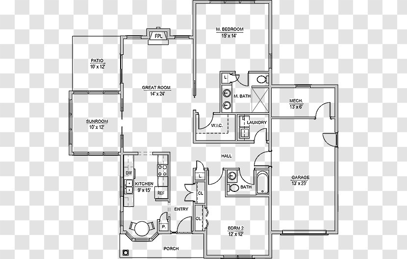 Ocean View At Falmouth Floor Plan Cottage Technical Drawing - Black And White - Simbavati Hilltop Lodge Transparent PNG