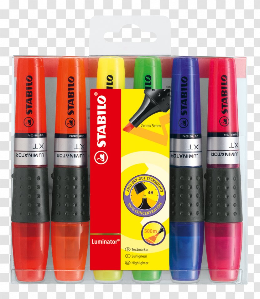 Schwan-STABILO Schwanhäußer GmbH & Co. KG Stabilo LUMINATOR - Cosmetics - HighlighterFluorescent Orange, Fluorescent Yellow, Green, Royal BlueWater-based Ink2-5 MmPack Of 4 Pens Office SuppliesStabilo Transparent PNG