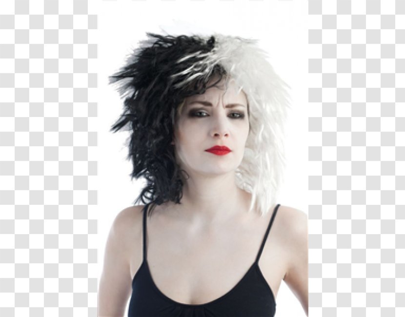 Wig Cruella De Vil Black Hair Brown Disguise - Mullet Transparent PNG