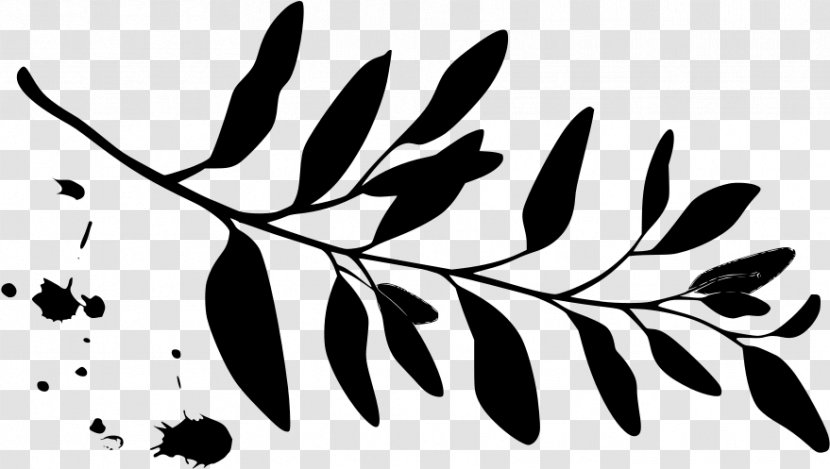 Leaf White Black-and-white Tree Branch - Stencil - Twig Transparent PNG