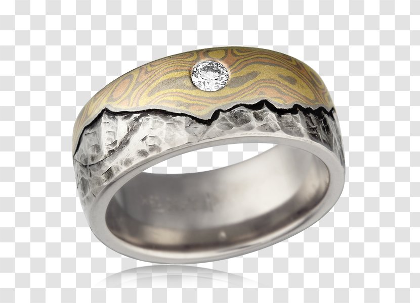 Wedding Ring Mokume-gane Size - Silver Transparent PNG