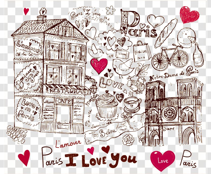 Paris Drawing Cartoon - Frame - Romantic Transparent PNG