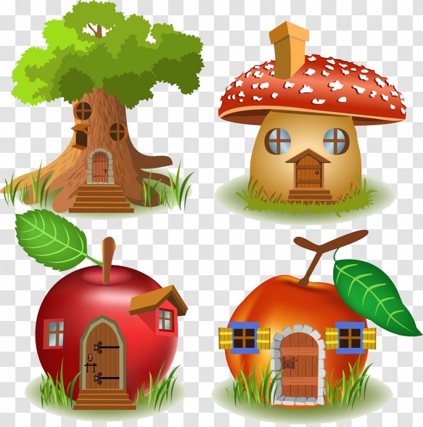 Tree House Cartoon Illustration - Stock Photography - Apple Room Mushroom Orange Transparent PNG