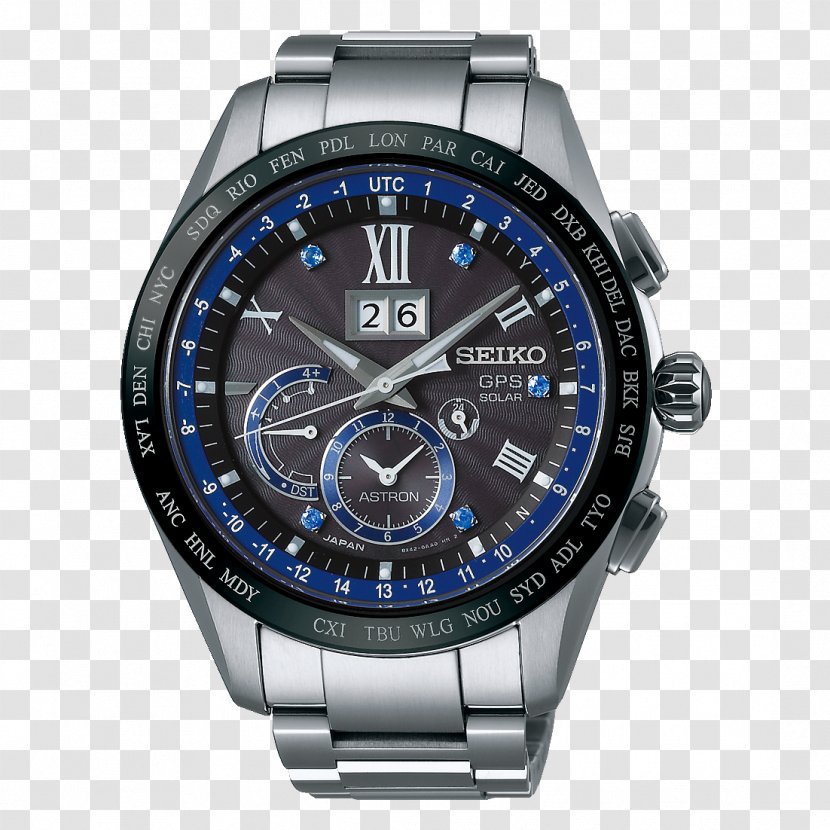 Astron Seiko 5 Watch Chronograph - Strap - Metalcoated Crystal Transparent PNG