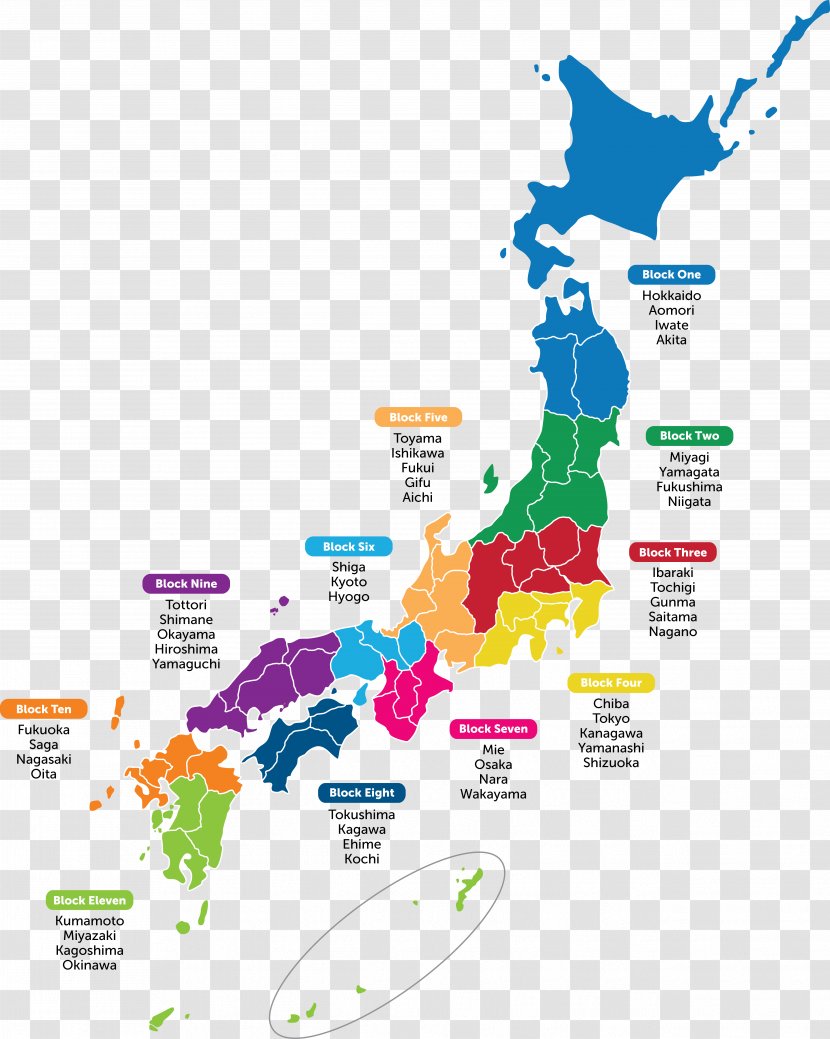 Prefectures Of Japan Map Physische Karte - Collection Transparent PNG