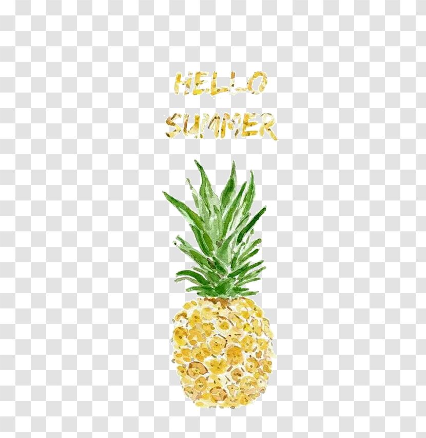 Pineapple Watercolor Painting Printmaking Illustration - Yellow - Hello Summer Transparent PNG