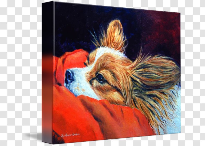 Dog Breed Papillon Painting Puppy Companion - Canvas Print Transparent PNG