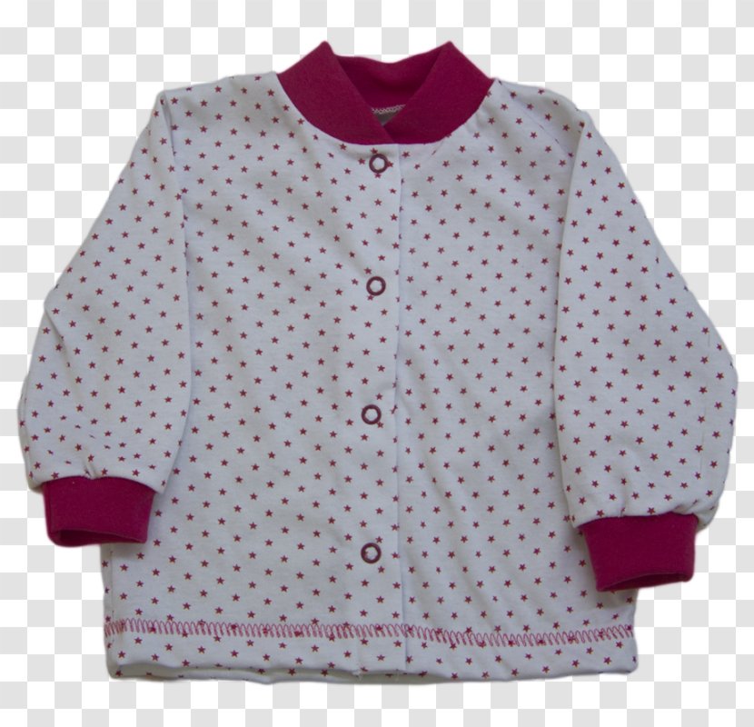 Polka Dot Sleeve Button Blouse Outerwear - Magenta Transparent PNG